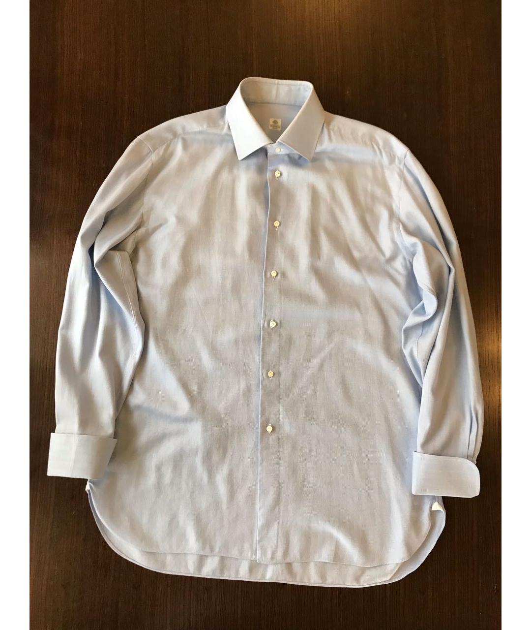 BORRELLI Голубая хлопковая классическая рубашка, фото 9