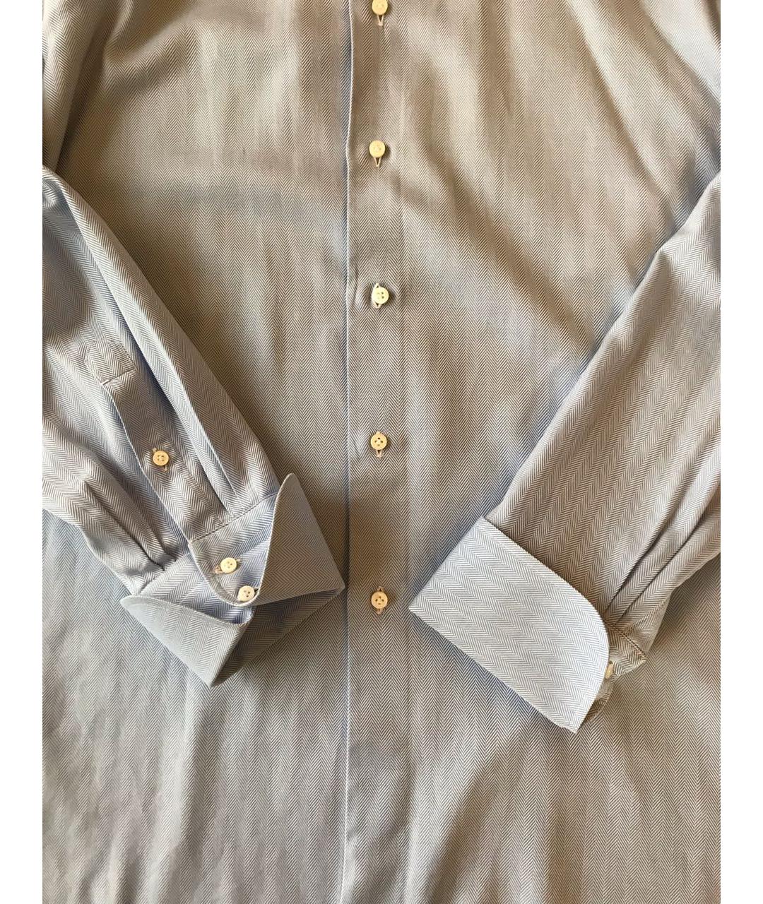 BORRELLI Голубая хлопковая классическая рубашка, фото 4