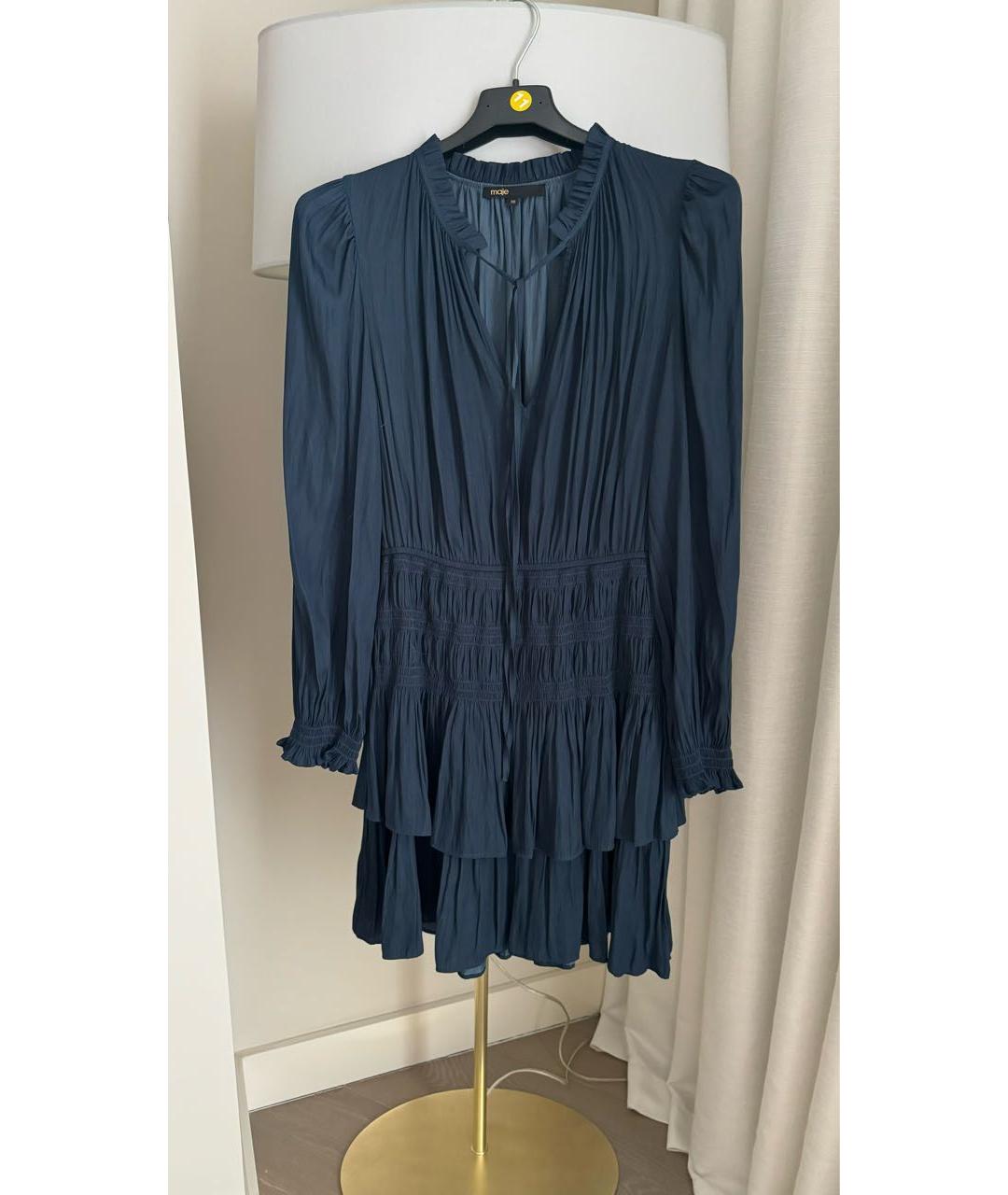 MAJE Темно-синее полиэстеровое вечернее платье, фото 3