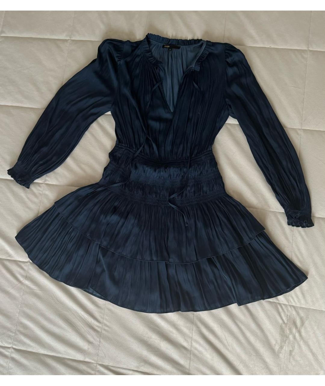 MAJE Темно-синее полиэстеровое вечернее платье, фото 6