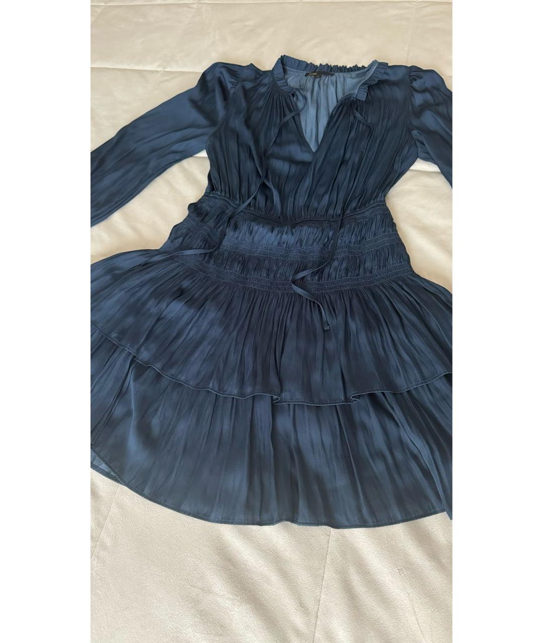 MAJE Темно-синее полиэстеровое вечернее платье, фото 5