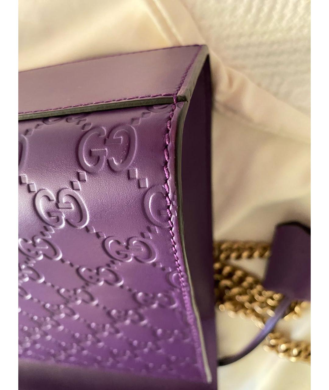 GUCCI Фиолетовая кожаная сумка через плечо, фото 8