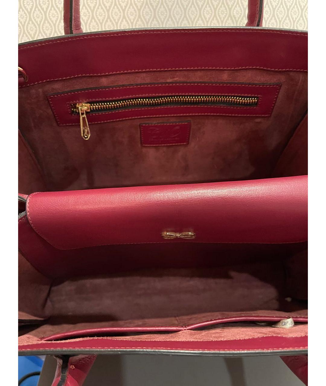 CASTELLO D'ORO Бордовая кожаная сумка с короткими ручками, фото 4
