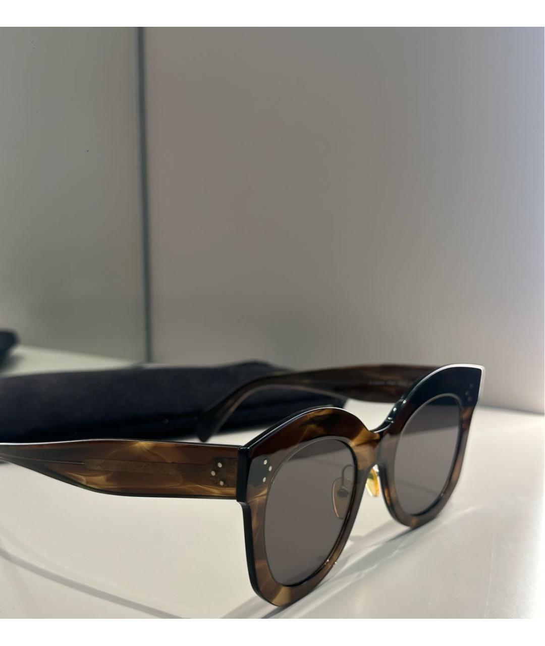 CELINE Коричневые пластиковые солнцезащитные очки, фото 3