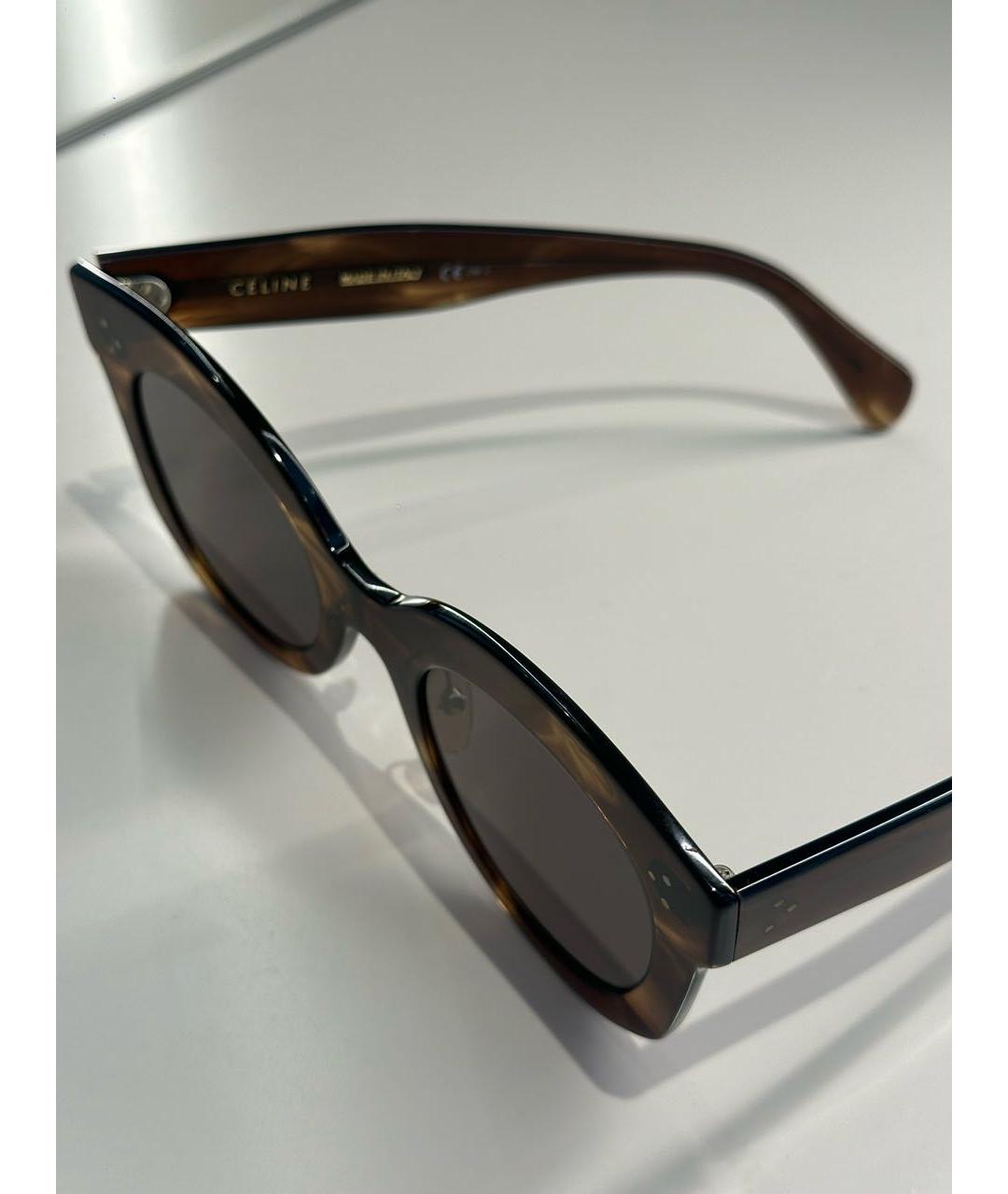 CELINE Коричневые пластиковые солнцезащитные очки, фото 4