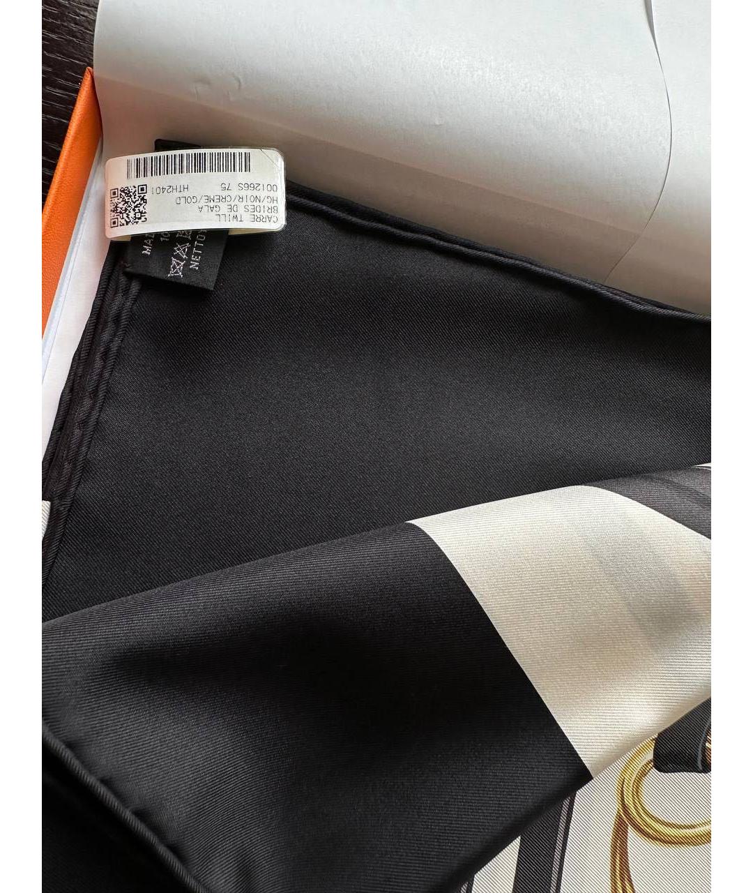 HERMES PRE-OWNED Черный шелковый платок, фото 5