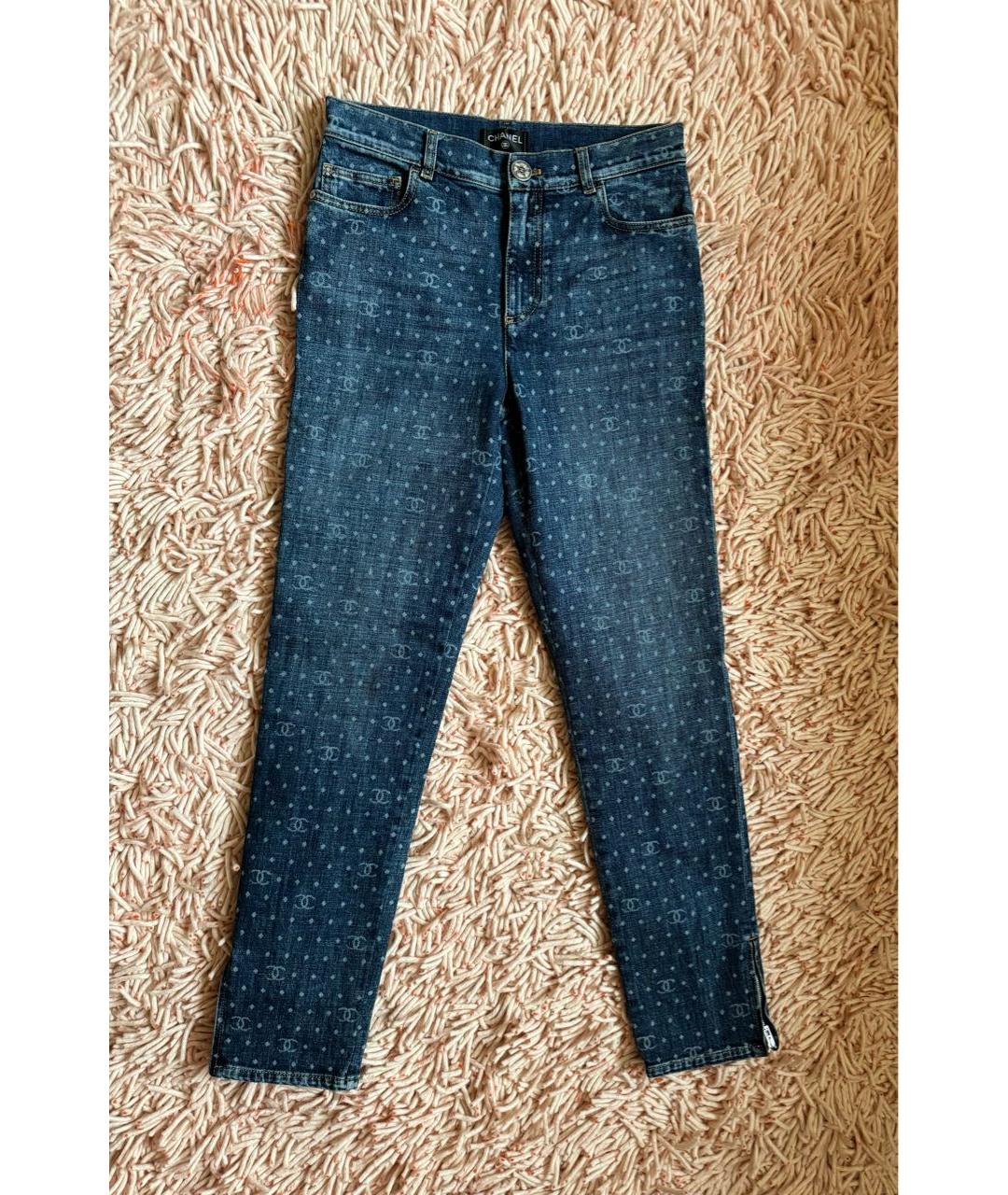 CHANEL PRE-OWNED Синие джинсы слим, фото 4