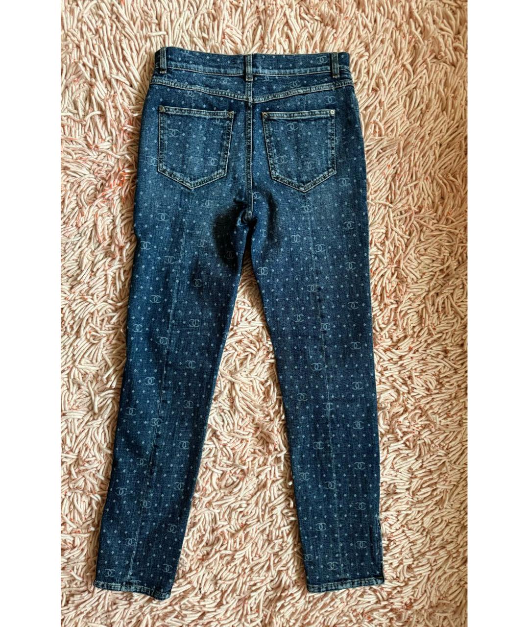CHANEL PRE-OWNED Синие джинсы слим, фото 2