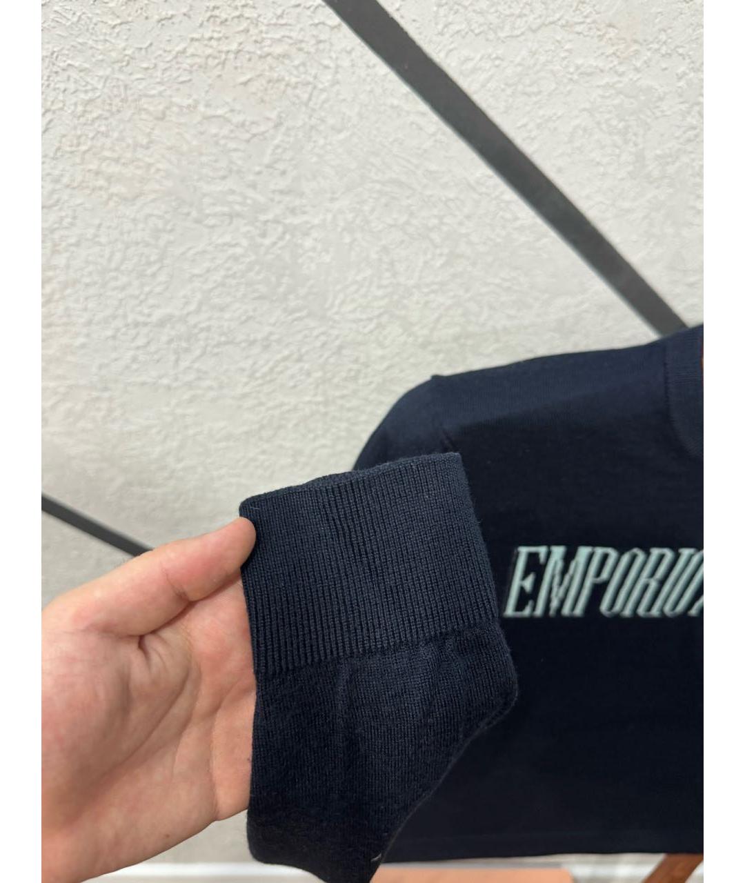 EMPORIO ARMANI Темно-синий шерстяной джемпер / свитер, фото 3