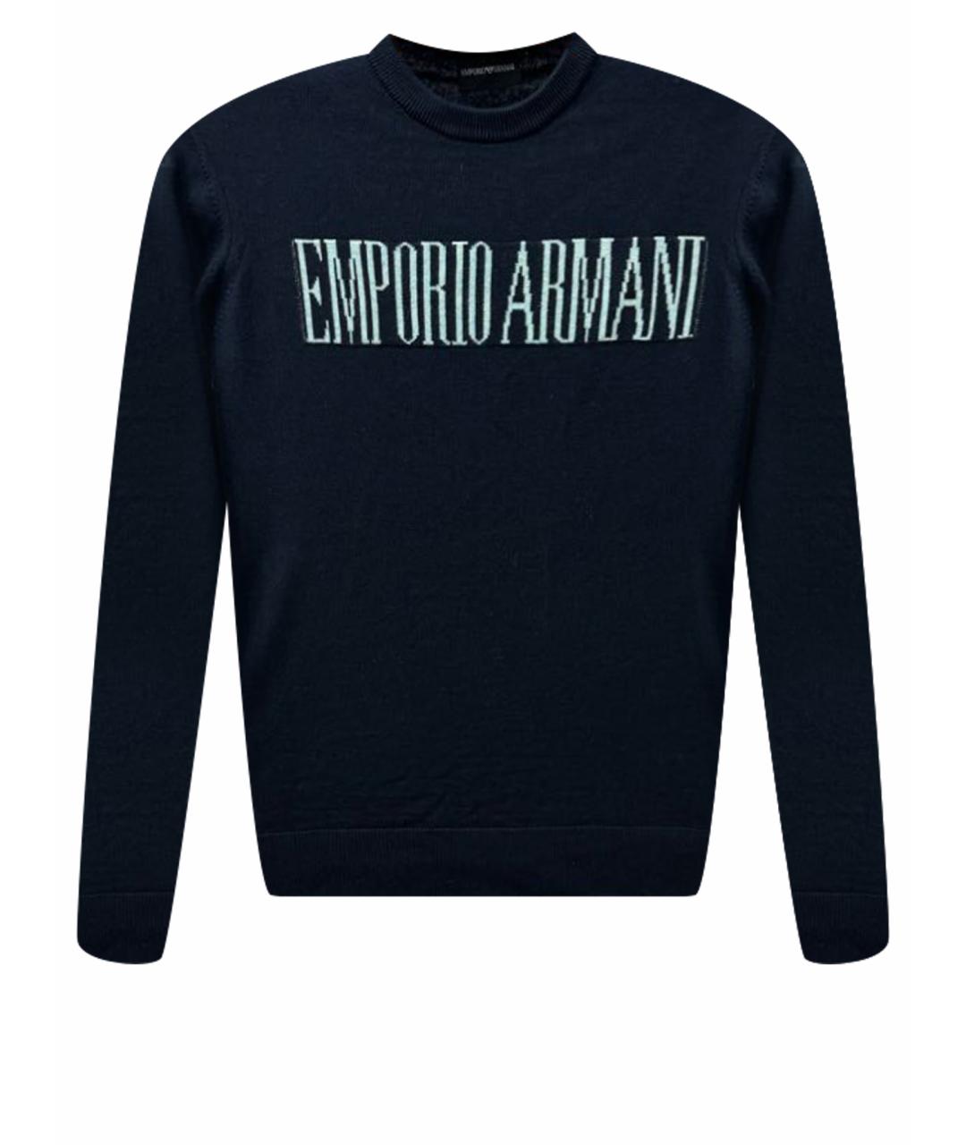 EMPORIO ARMANI Темно-синий шерстяной джемпер / свитер, фото 1