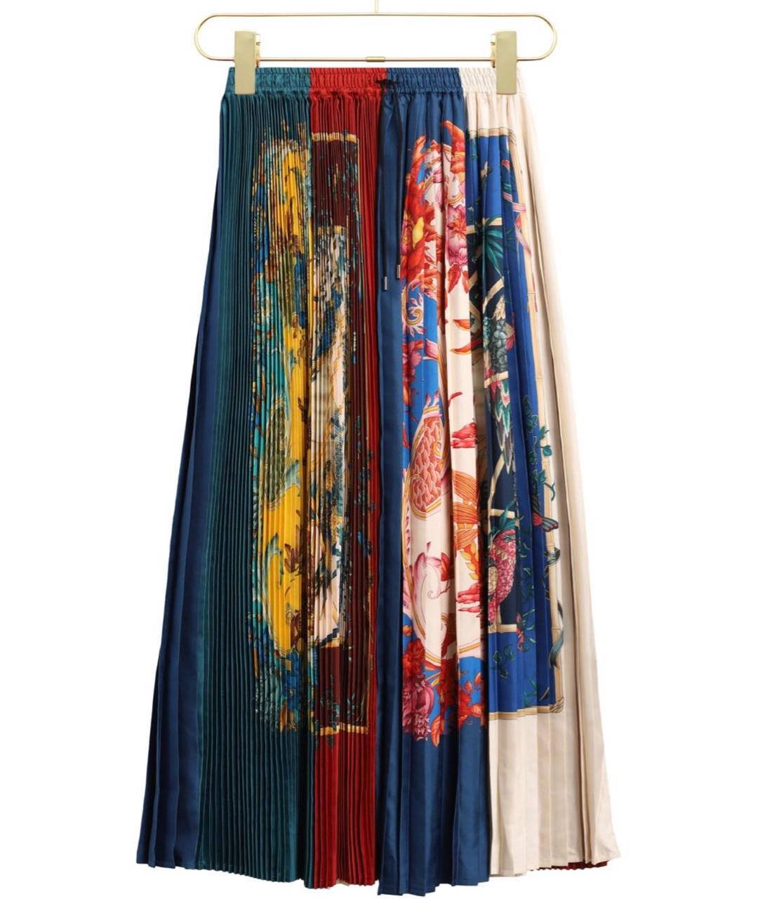 SALVATORE FERRAGAMO Мульти шелковая юбка миди, фото 4