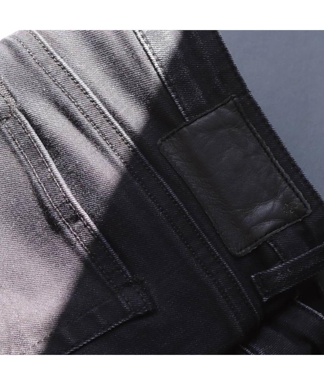 R13 Черные хлопко-эластановые джинсы слим, фото 7
