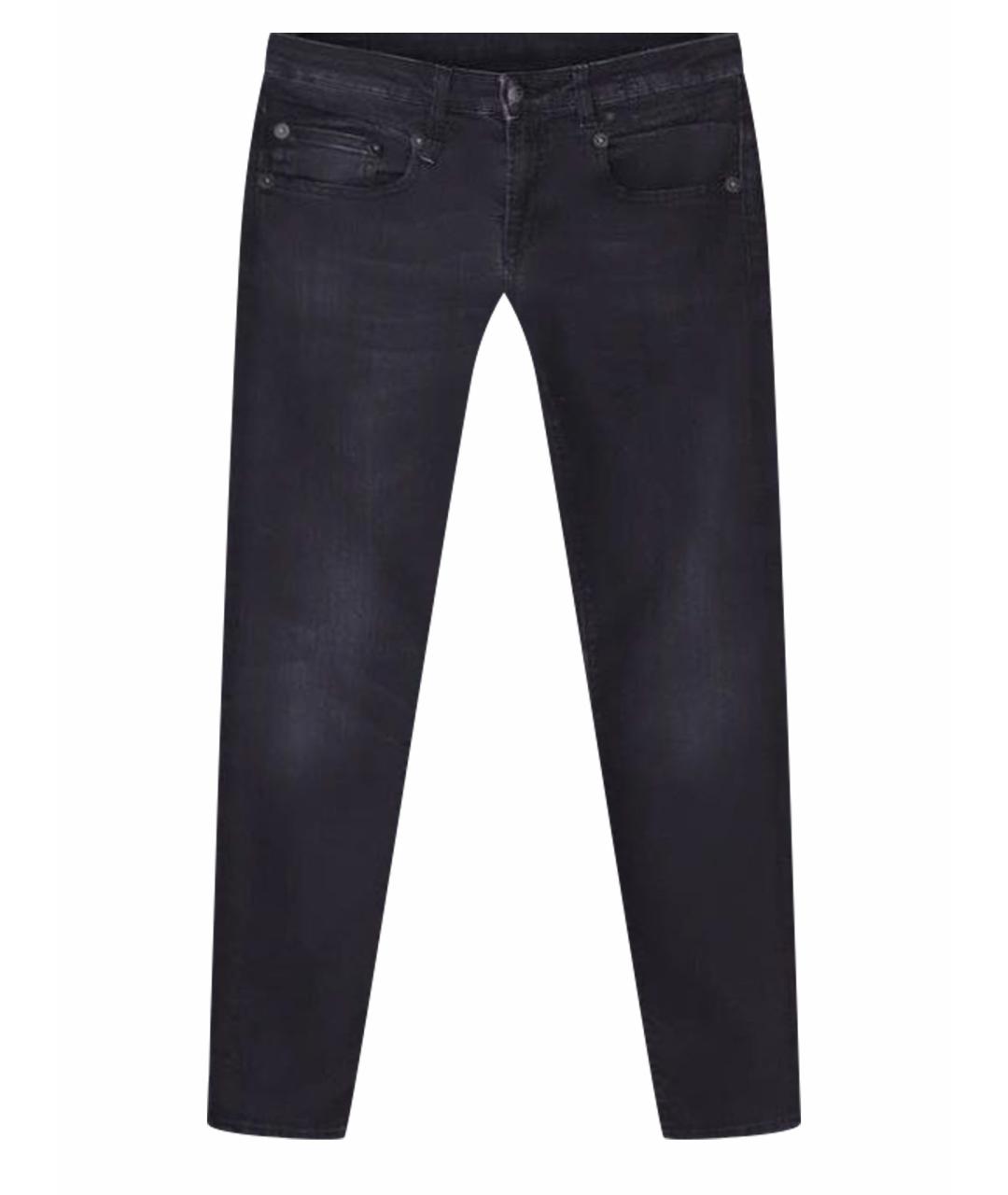 R13 Черные хлопко-эластановые джинсы слим, фото 1