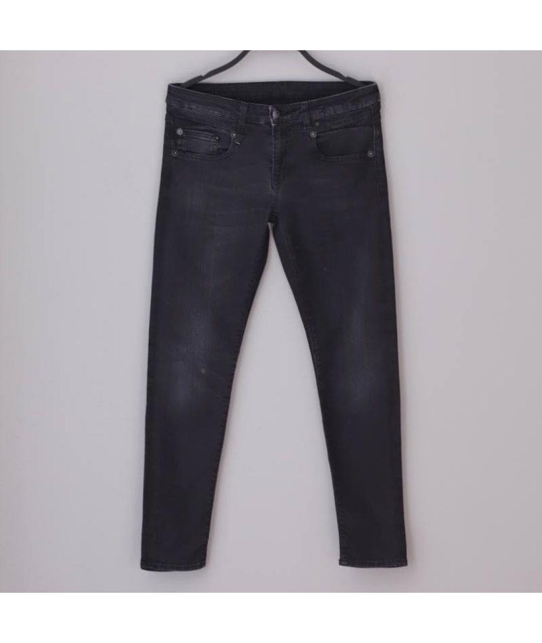 R13 Черные хлопко-эластановые джинсы слим, фото 8