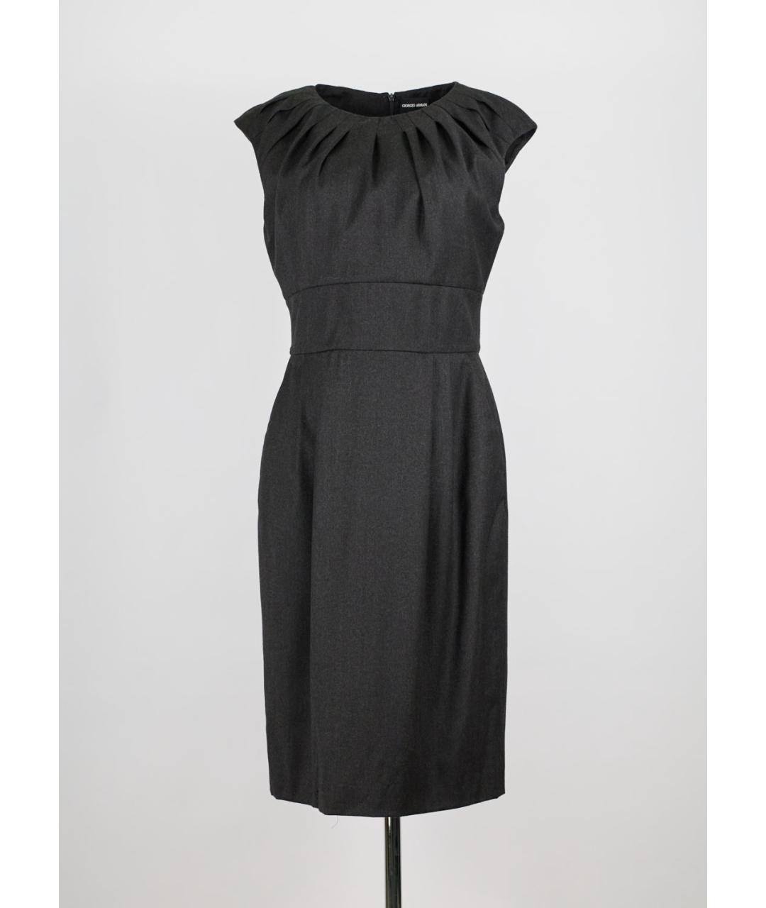 ARMANI COLLEZIONI Черное шерстяное коктейльное платье, фото 5