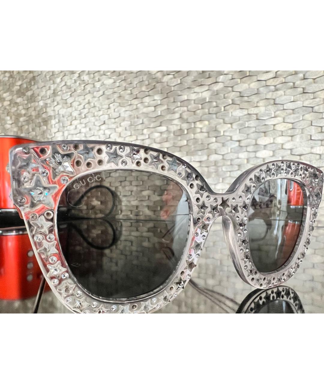 GUCCI Серебряные пластиковые солнцезащитные очки, фото 7