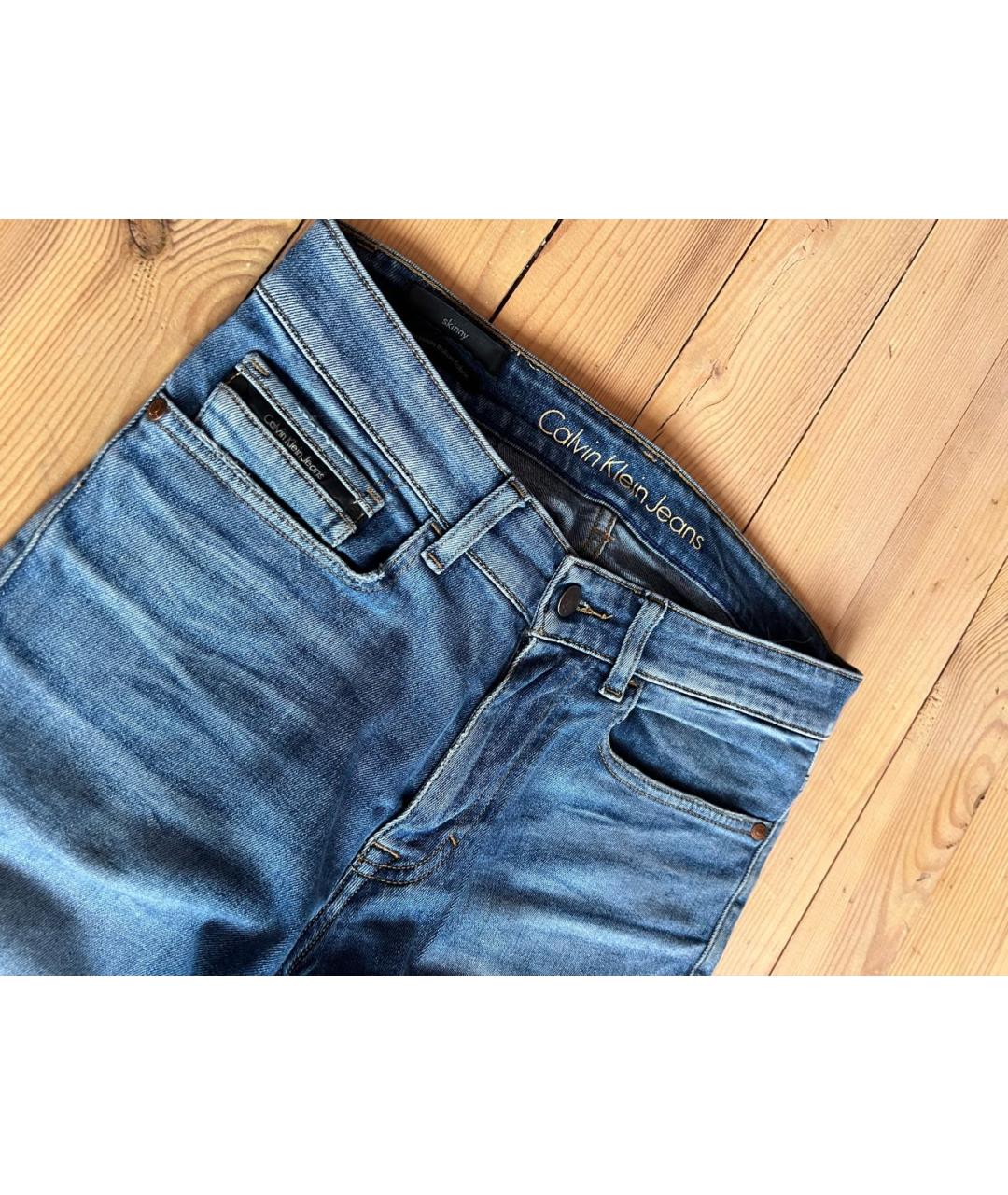 CALVIN KLEIN JEANS Синие хлопко-эластановые джинсы скинни, фото 3