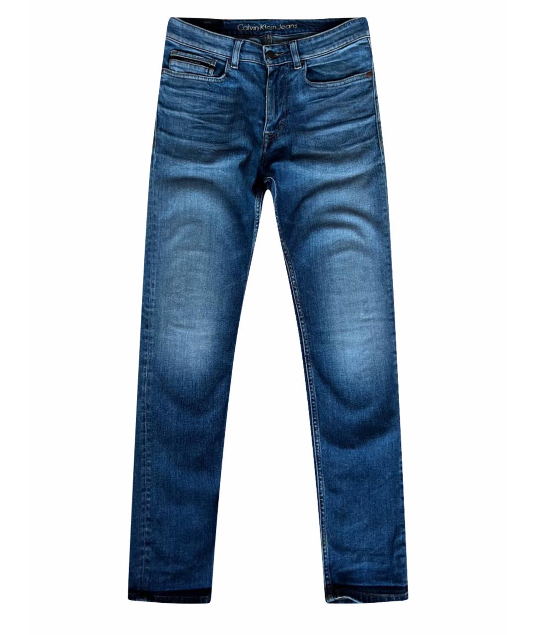 CALVIN KLEIN JEANS Синие хлопко-эластановые джинсы скинни, фото 1