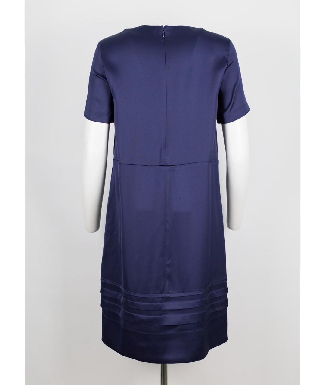 CELINE Темно-синее шелковое коктейльное платье, фото 2