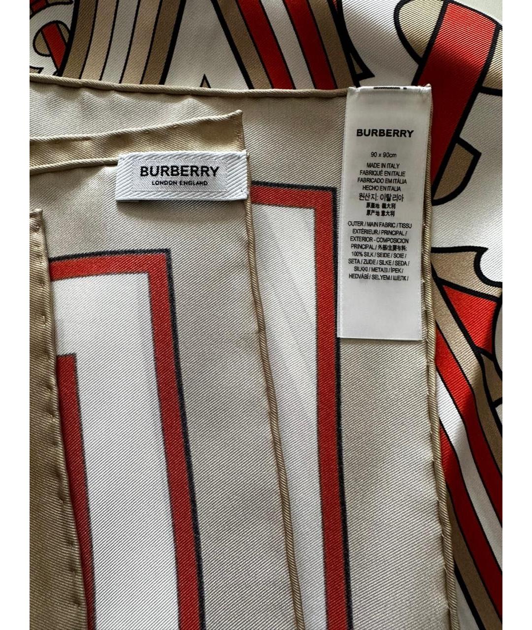 BURBERRY Бежевый шелковый платок, фото 4