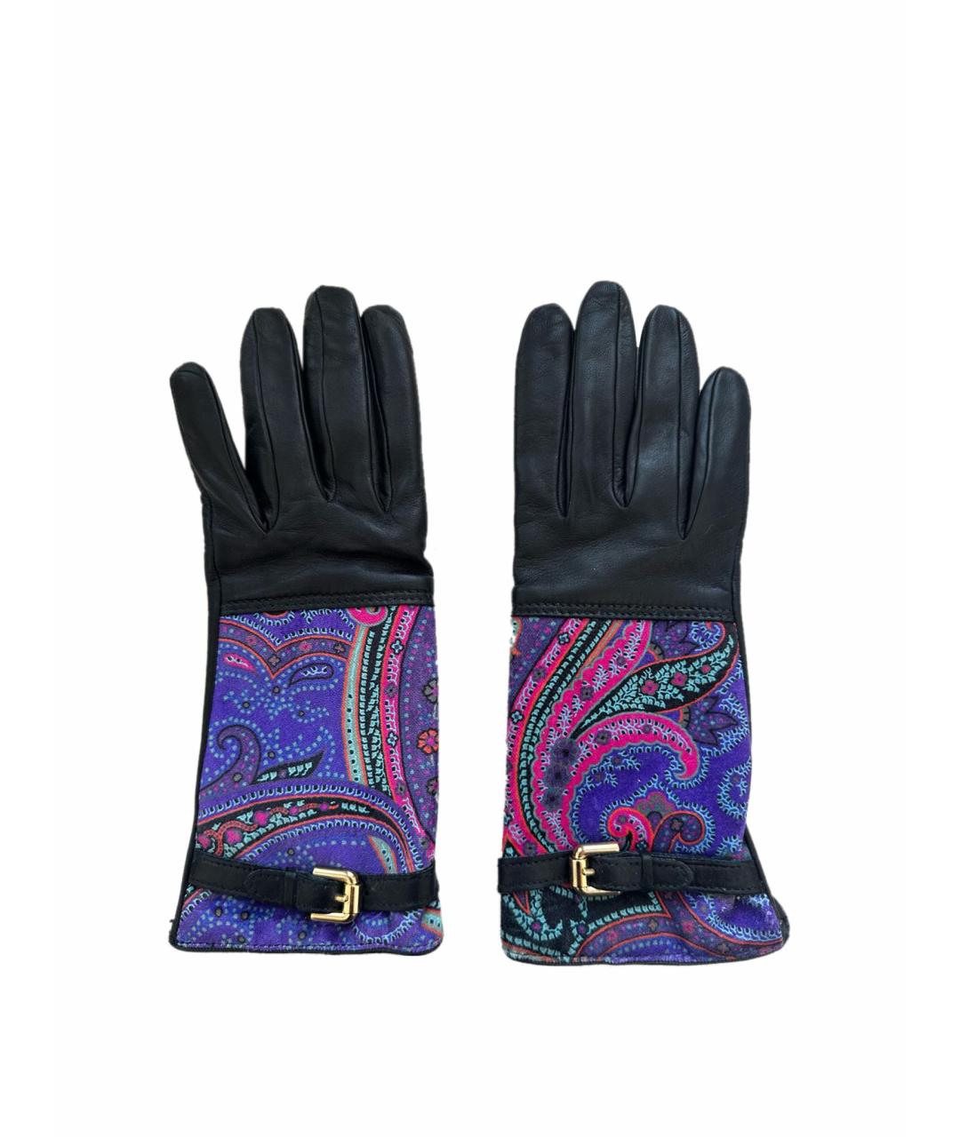 ETRO Черные кожаные перчатки, фото 1