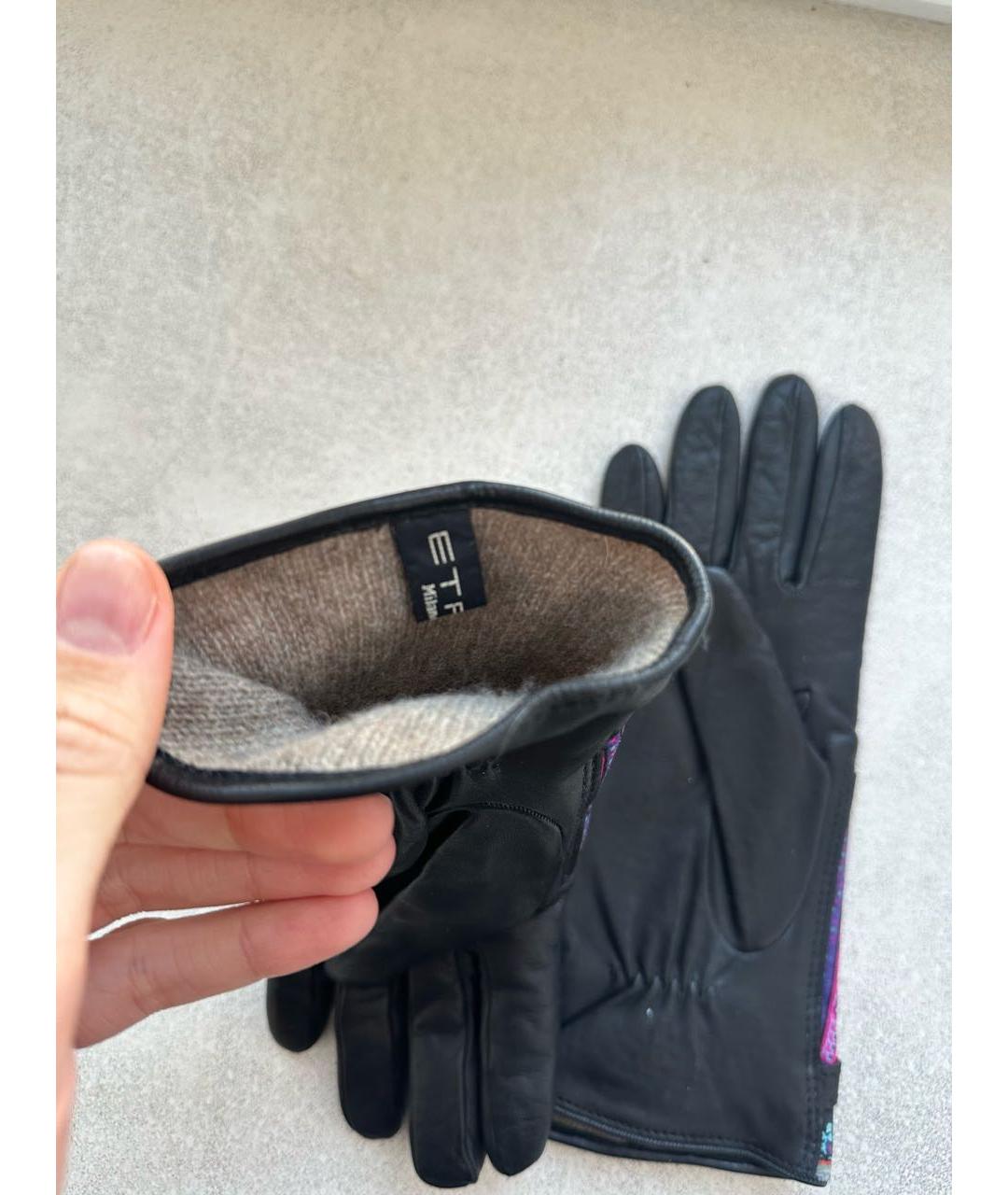 ETRO Черные кожаные перчатки, фото 3