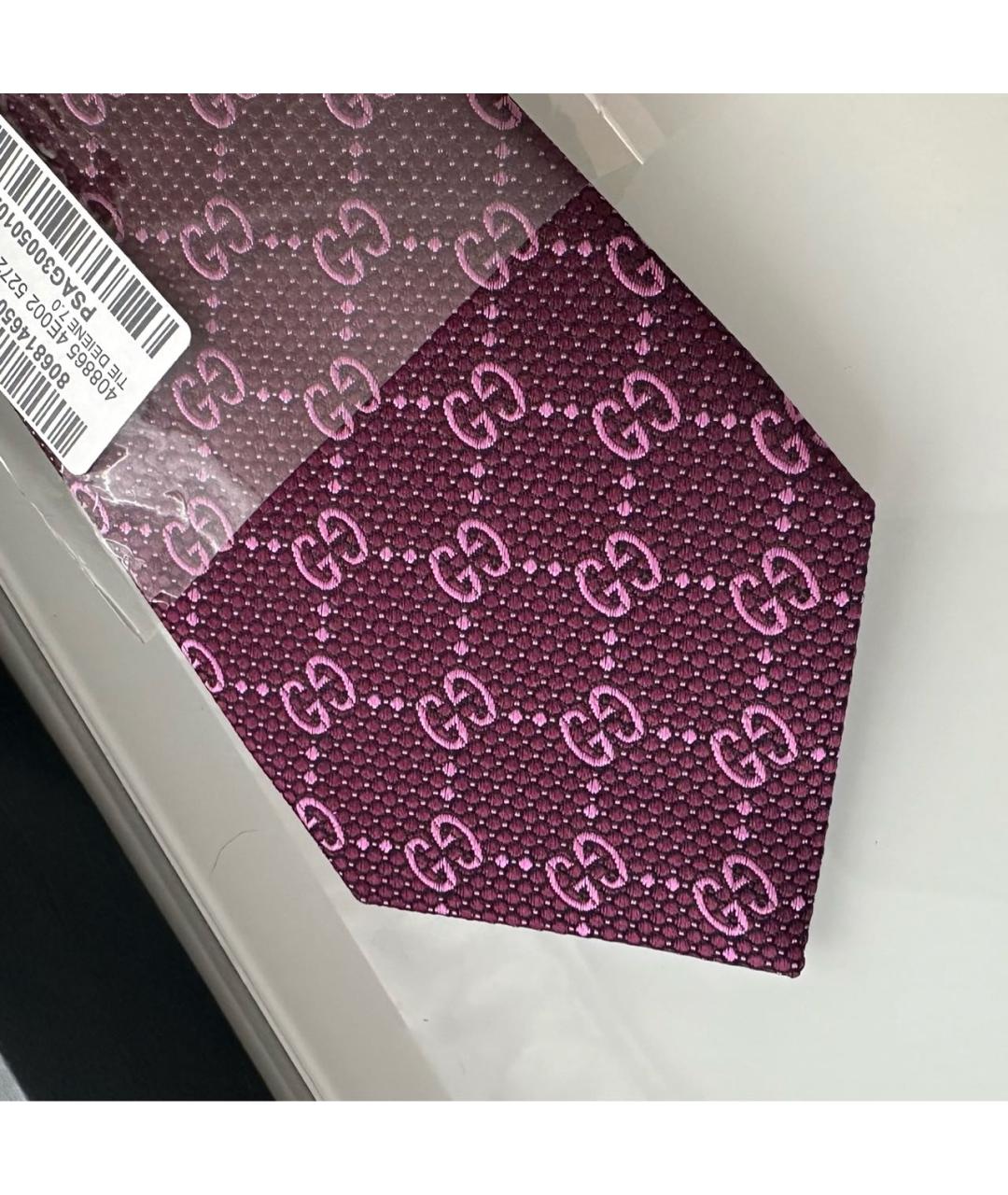 GUCCI Бордовый шелковый галстук, фото 5