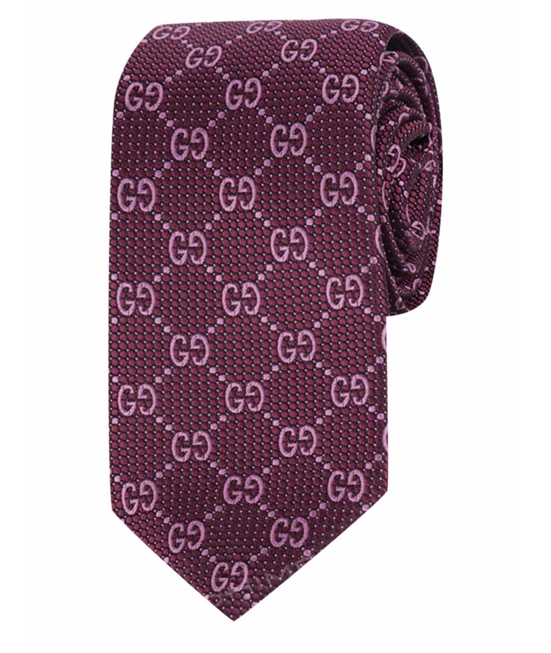 GUCCI Бордовый шелковый галстук, фото 1