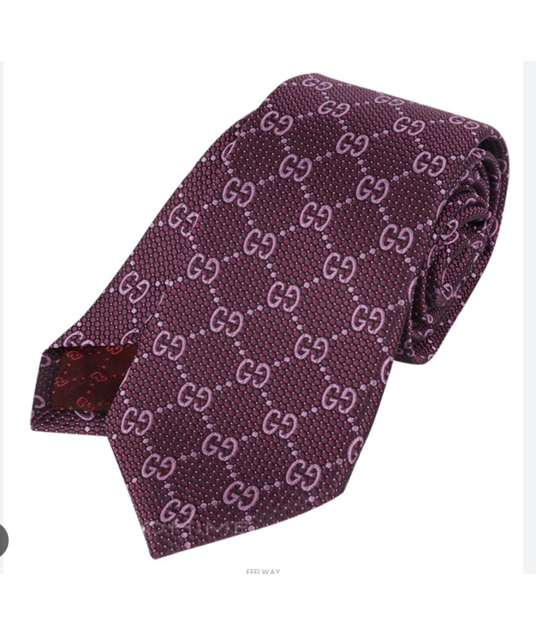 GUCCI Бордовый шелковый галстук, фото 6