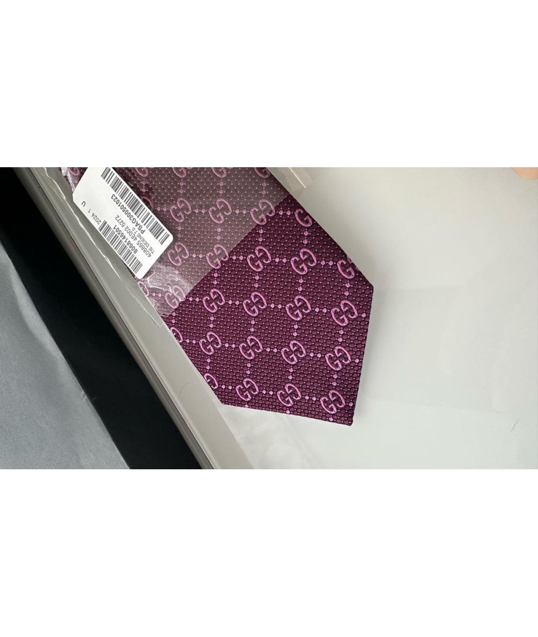 GUCCI Бордовый шелковый галстук, фото 3
