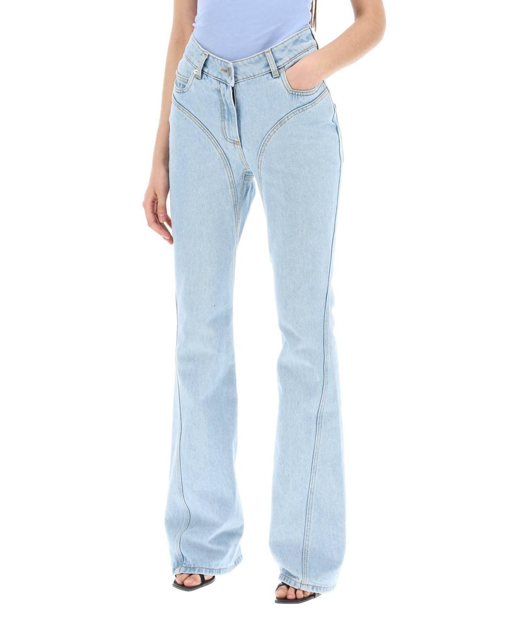 MUGLER Голубые хлопковые прямые джинсы, фото 6
