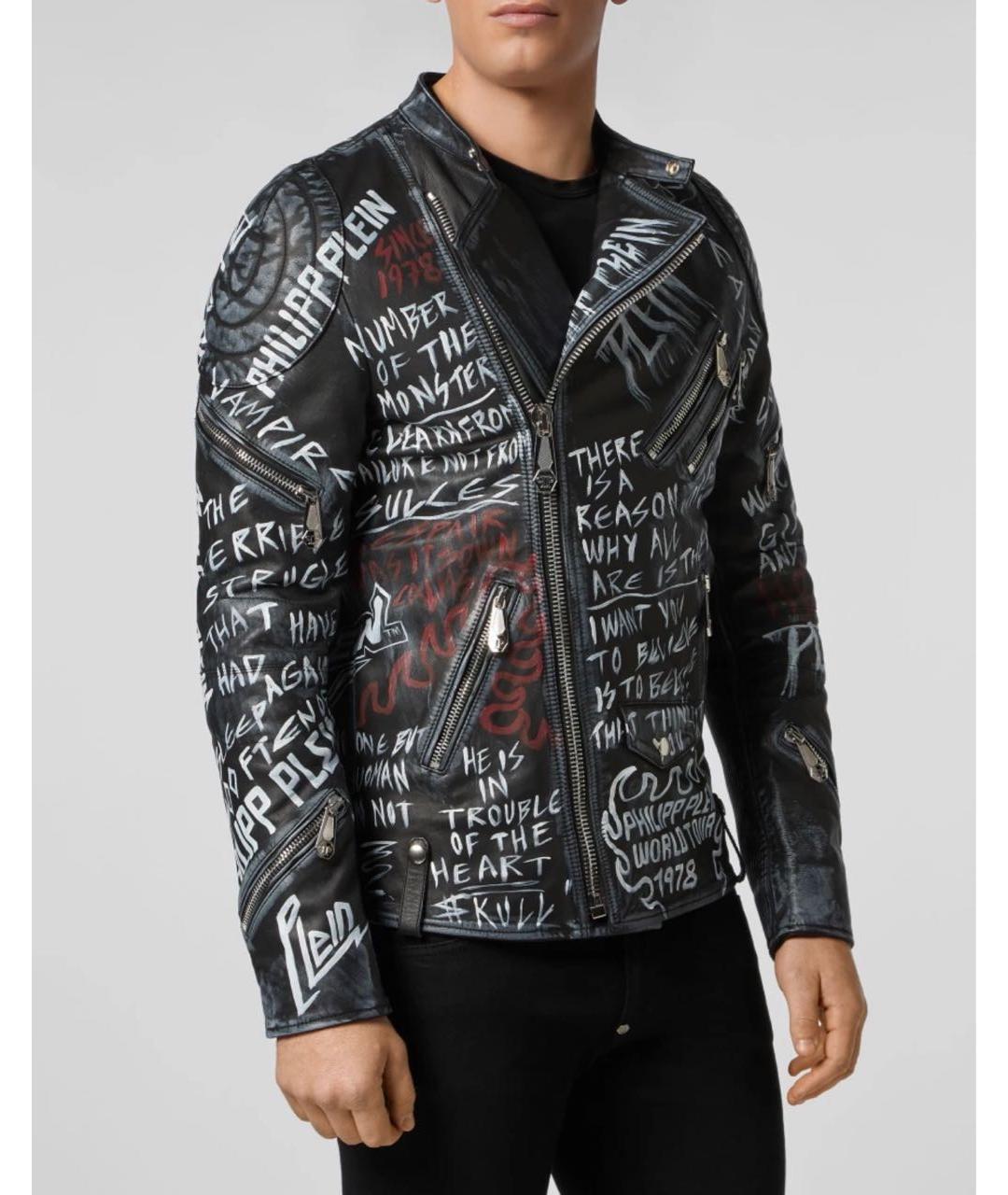 PHILIPP PLEIN Черная кожаная куртка, фото 7