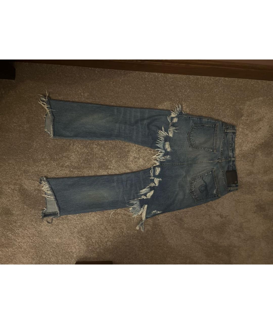 R13 Синие хлопковые прямые джинсы, фото 3