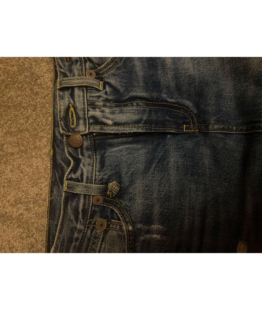 R13 Синие хлопковые прямые джинсы, фото 5