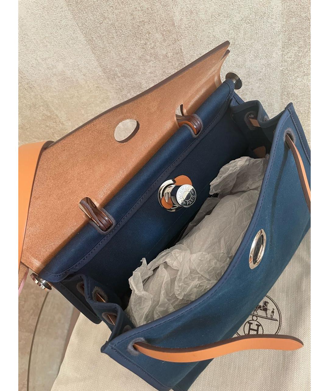 HERMES PRE-OWNED Темно-синяя сумка с короткими ручками, фото 7