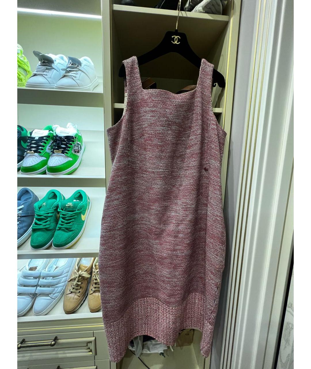 CHANEL PRE-OWNED Розовое твидовое повседневное платье, фото 2