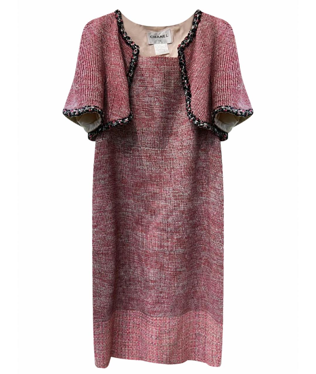 CHANEL PRE-OWNED Розовое твидовое повседневное платье, фото 1