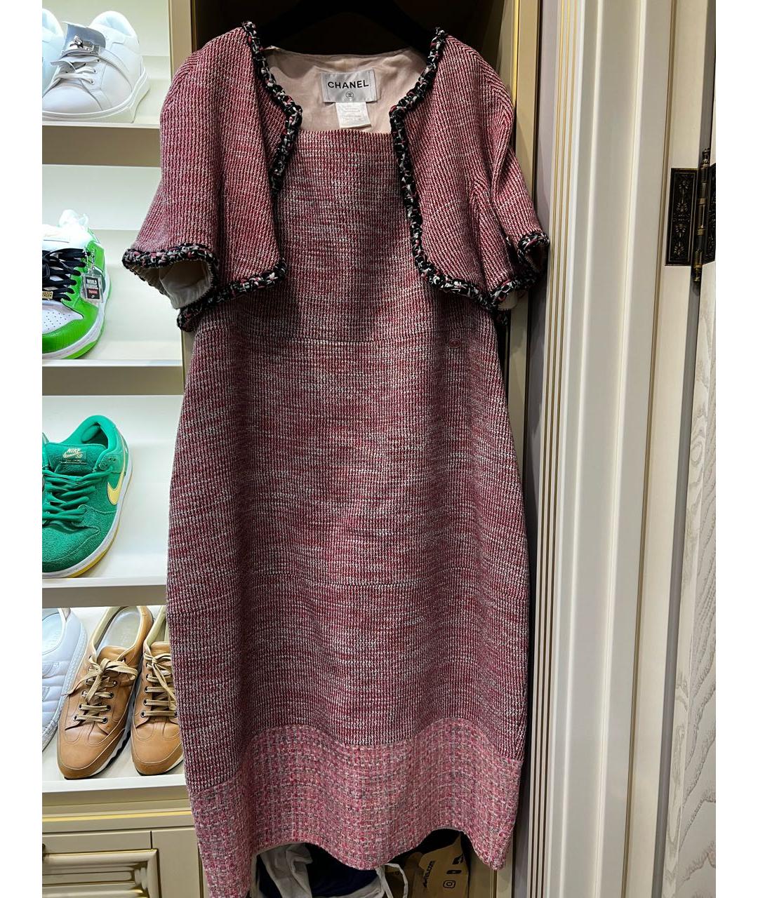CHANEL PRE-OWNED Розовое твидовое повседневное платье, фото 9