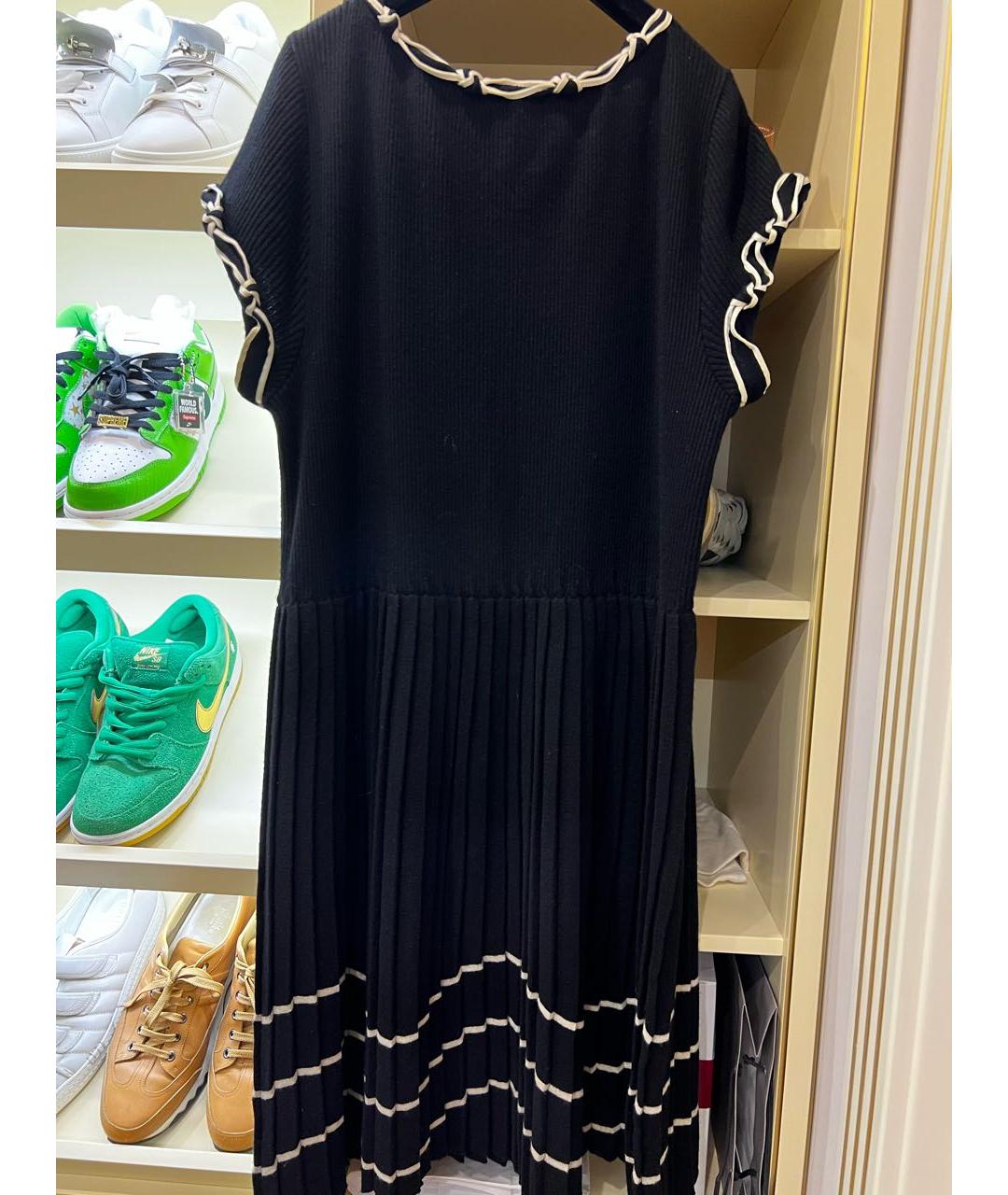 CHANEL PRE-OWNED Черное шерстяное повседневное платье, фото 2