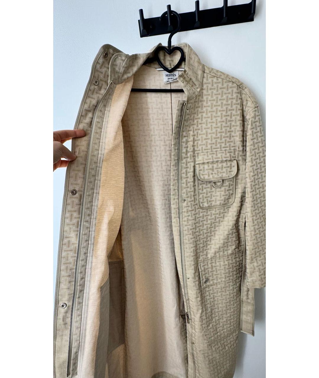 HERMES Бежевый хлопковый тренч/плащ, фото 6