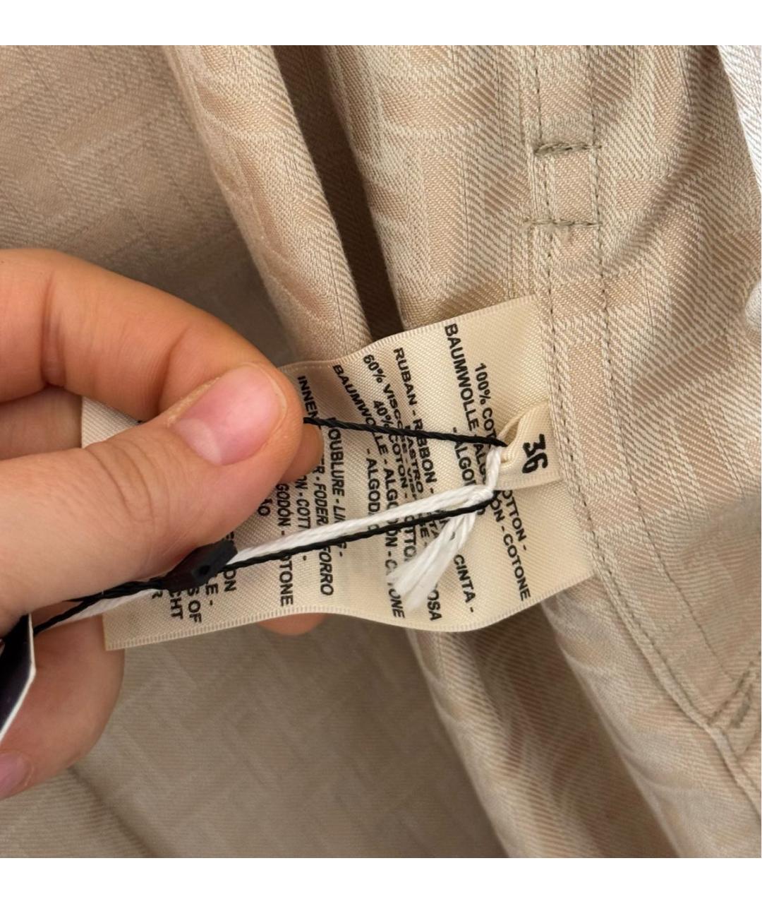 HERMES Бежевый хлопковый тренч/плащ, фото 7