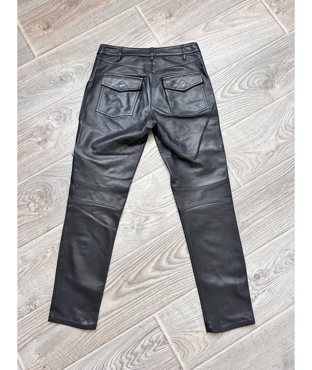 BARBARA BUI Черные кожаные прямые брюки, фото 2