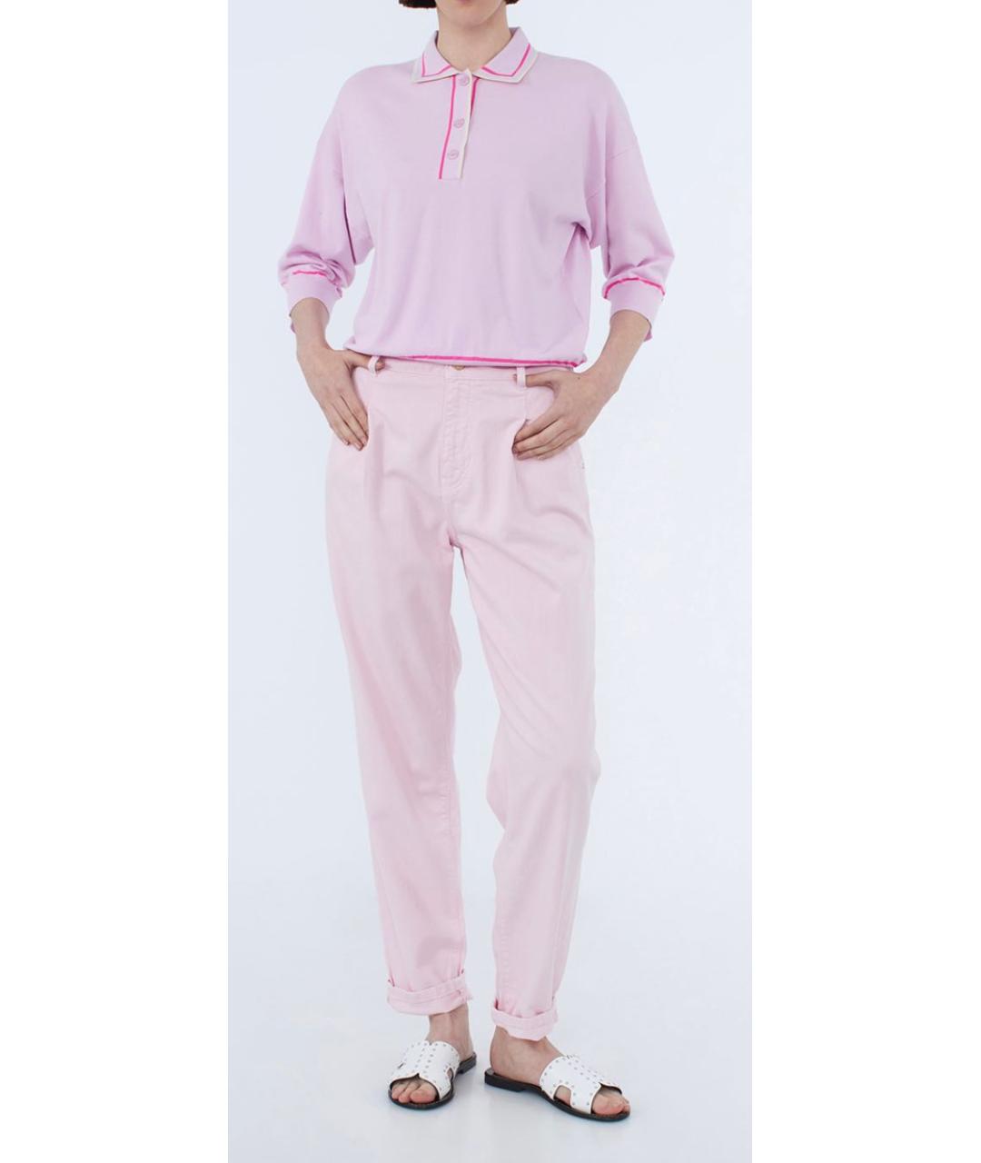 ESSENTIAL Розовые хлопковые прямые джинсы, фото 6