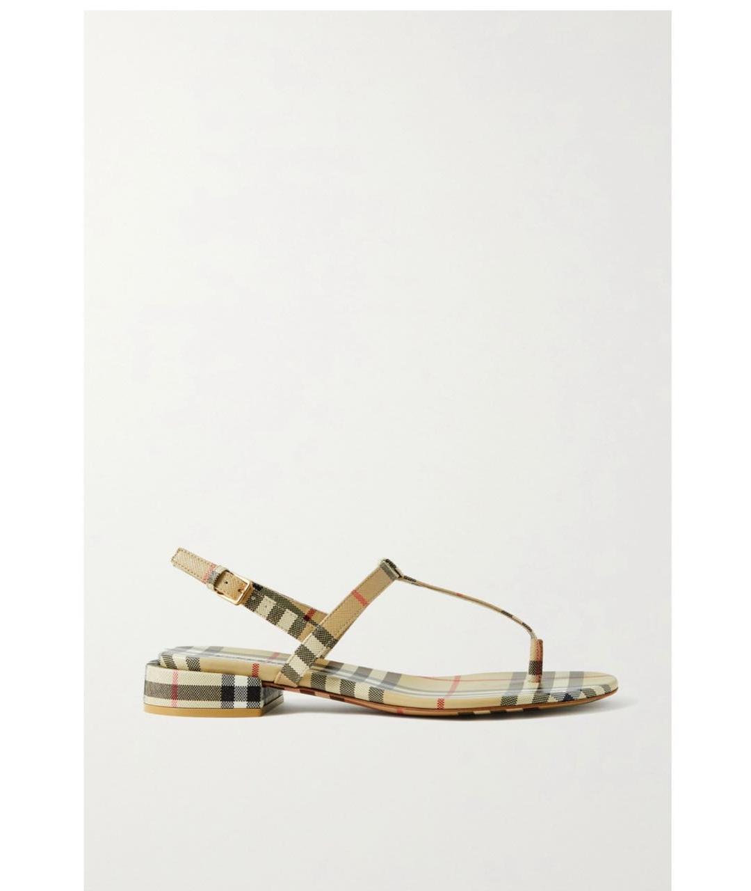 BURBERRY Бежевые кожаные сандалии, фото 6