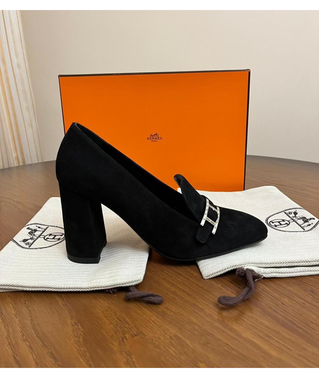 HERMES PRE-OWNED Черные замшевые туфли, фото 2