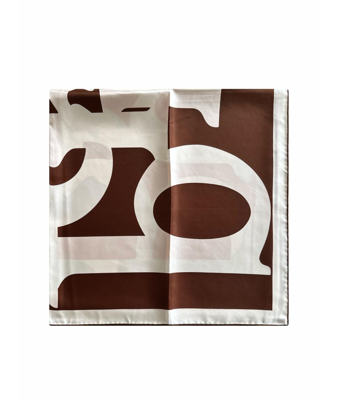 BURBERRY Коричневый шелковый платок, фото 1