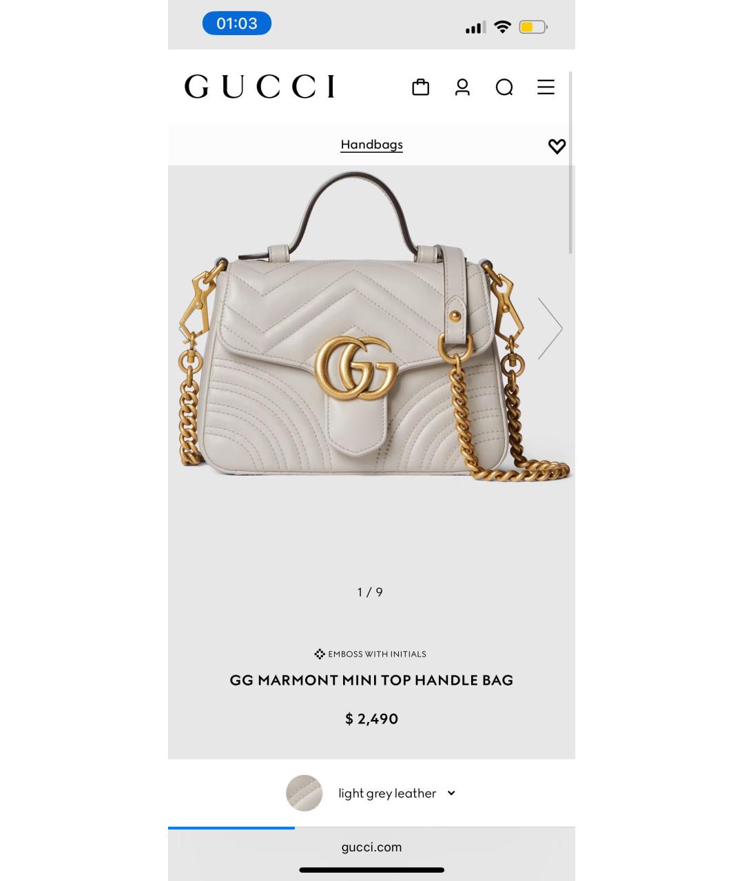 GUCCI Серая кожаная сумка через плечо, фото 5