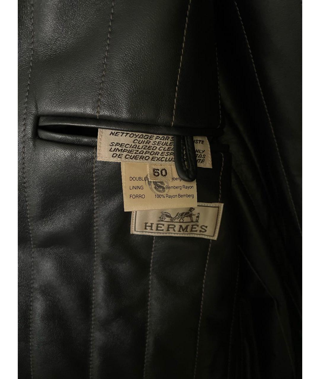 HERMES PRE-OWNED Черная кожаная куртка, фото 3