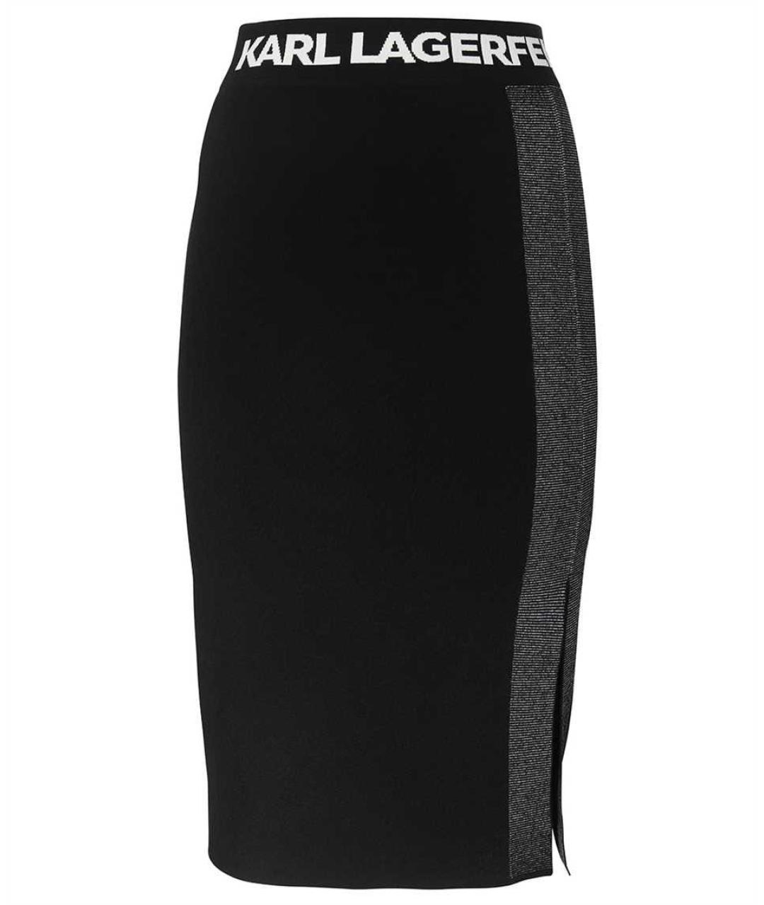 KARL LAGERFELD Черная вискозная юбка миди, фото 1