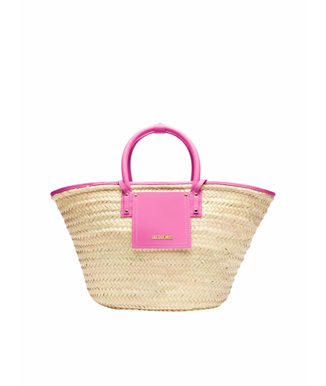 JACQUEMUS Розовая пелетеная пляжная сумка, фото 1